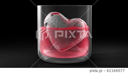 Red Drink And Heart Shapeed Ice In Glass Cup のイラスト素材