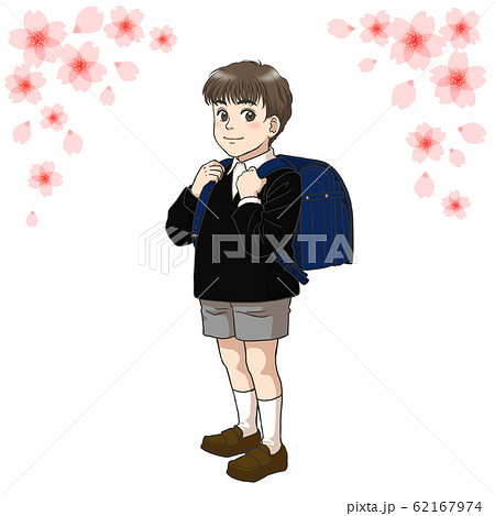 新小学一年生の男の子のイラスト素材