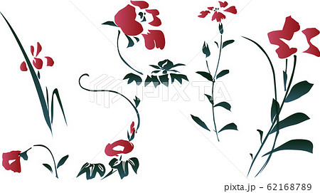 浮世絵 花 植物 その3のイラスト素材