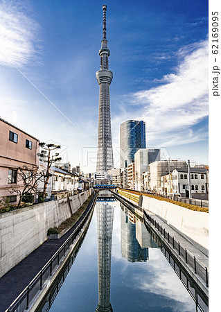 十間橋から望む東京スカイツリーの写真素材