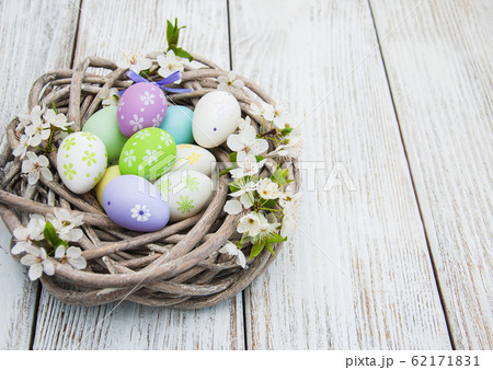Easter eggs and spring  blossom 62171831
