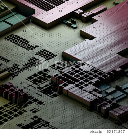 Circuit board futuristic server code processing. Multicolor technology background. 3d 62171897