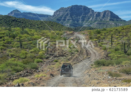 jeep car in baja california landscape panorama 62173589
