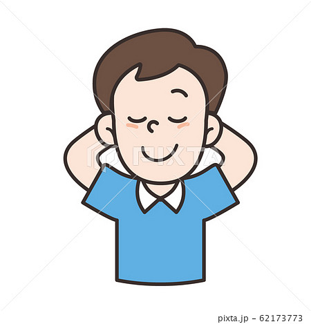 ポロシャツ 男性 正面 のんびり 上半身のイラスト素材