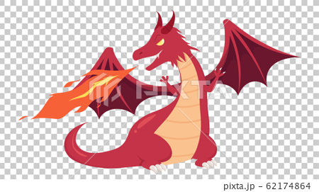 火を吐くドラゴンのイラストのイラスト素材 62174864 Pixta