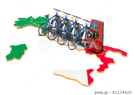 Bicycle sharing system in Italy concept Bicycle sharing system in Italy concept 62178420