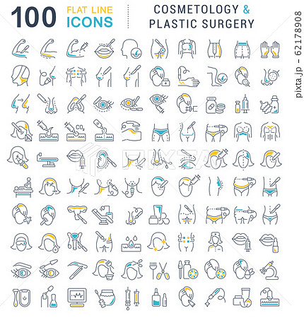 Set Vector Line Icons of Cosmetology and Plastic Surgery. Set Vector Line Icons of Cosmetology and Plastic Surgery. 62178908