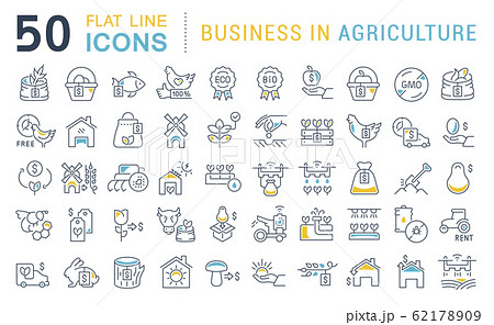 Set Vector Line Icons of Business in Agriculture 62178909