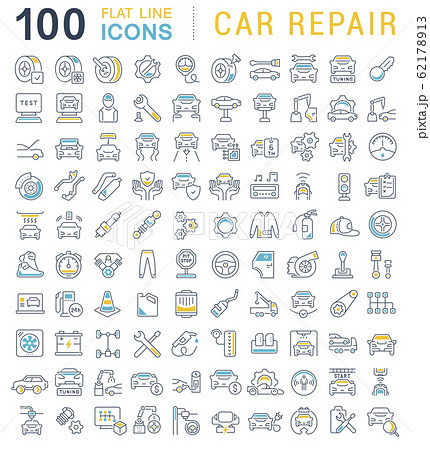 Set Vector Line Icons of Car Repair 62178913