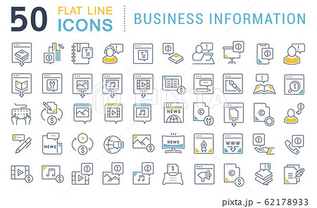 Set Vector Line Icons of Business Information 62178933