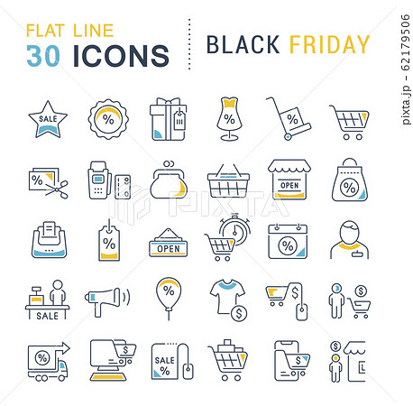 Set Vector Line Icons of Black Friday Set Vector Line Icons of Black Friday 62179506