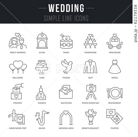 Set Linear Icons of Wedding 62179538
