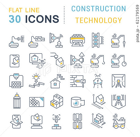 Set Vector Line Icons of Construction Technology 62179569