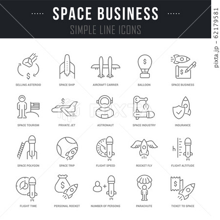 Set Vector Line Icons of Space Business 62179581