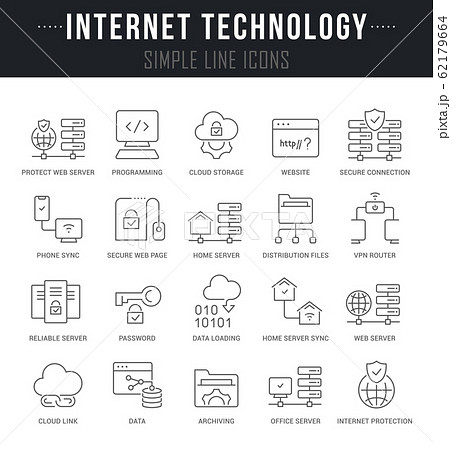 Set Vector Line Icons of Internet Technology Set Vector Line Icons of Internet Technology 62179664