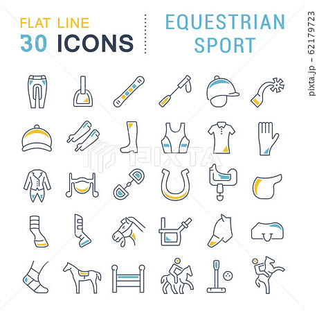 Set Vector Line Icons of Equestrian Sport. 62179723