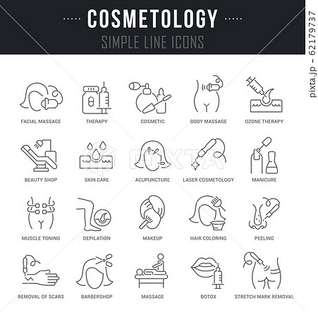 Set Vector Line Icons of Cosmetology. Set Vector Line Icons of Cosmetology. 62179737