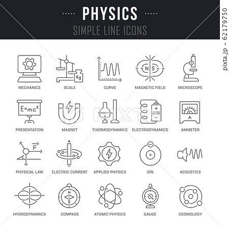Set Vector Line Icons of Physics. Set Vector Line Icons of Physics. 62179750