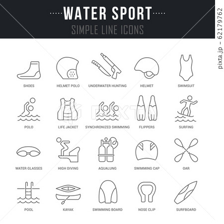 Set Vector Line Icons of Water Sport. 62179762