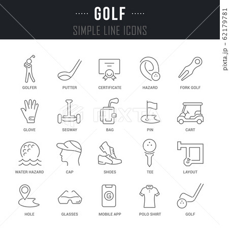 Set Vector Line Icons of Golf. Set Vector Line Icons of Golf. 62179781