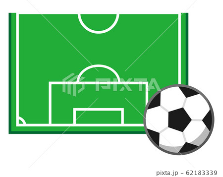 サッカー場とサッカーボールのイラスト素材