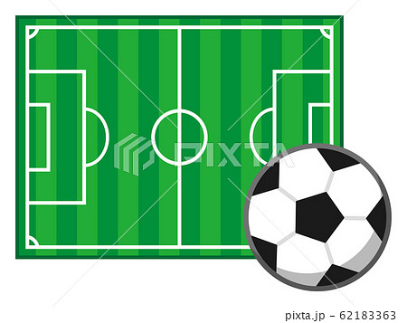 サッカー場とサッカーボールのイラスト素材