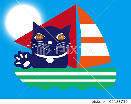 ボンボヤージュ空と海とねこのイラスト素材