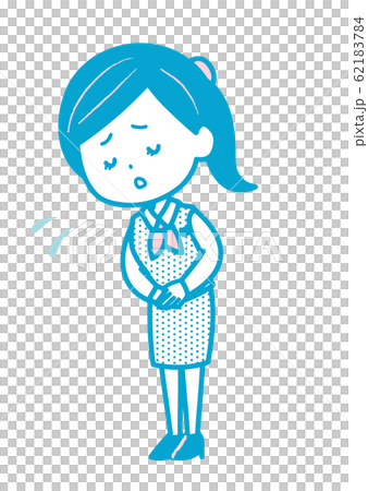 謝罪をするビジネス女性　ポーズ　イラスト 62183784