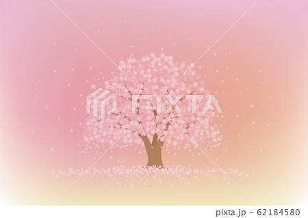 花びら散る桜の木のイラスト素材