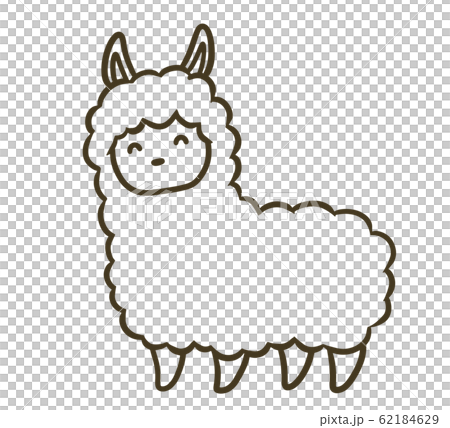 Illustration of a simple alpaca (Mood 2) _ line only Illustration of a simple alpaca (Mood 2) _ line only 62184629