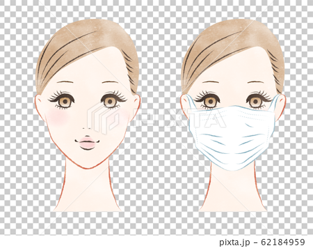 マスクをしている女性 正面 のイラスト素材