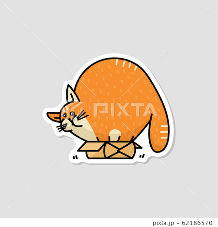 Cute Very Fat Cat Character Hiding In Small のイラスト素材