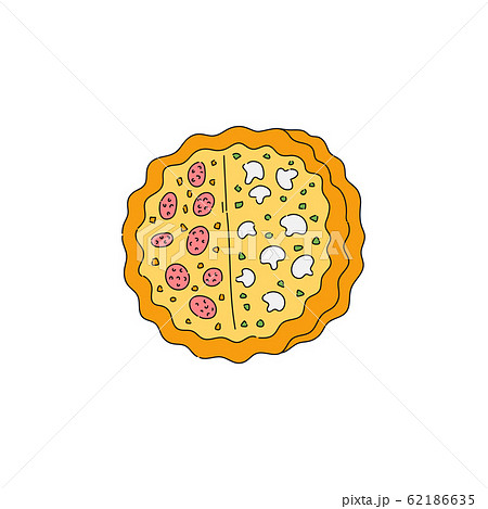 Half And Half Cheese Pizza With Different のイラスト素材