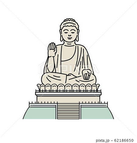 Hong Kong t landmark - Buddha monument vector sketch illustration isolated. 62186650