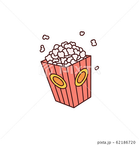 Red Popcorn Box Icon Isolated On White Backgroundのイラスト素材