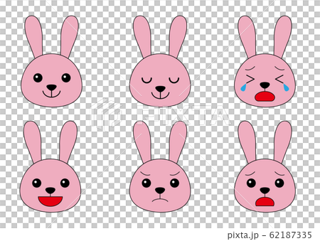 うさぎ 顔 セットのイラスト素材