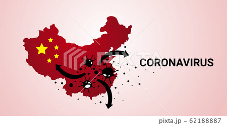 epidemic MERS-CoV flu spreading floating influenza virus cells wuhan coronavirus 2019-nCoV pandemic medical health risk chinese map horizontal 62188887