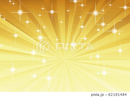 放射状の背景（金色、星、キラキラ） 62191484