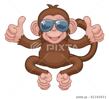 Monkey Sunglasses Cartoon Animal Giving Thumbs Upのイラスト素材