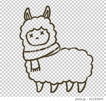 Illustration of alpaca with scarf (weak face) _ line only 62193645