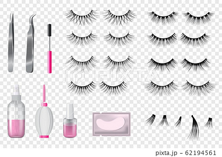 Eyelashes false beauty makeup vector set of isolated beautiful eye-lashes illustration realistic style 62194561