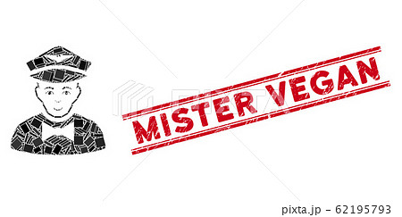Airline Steward Mosaic and Grunge Mister Vegan Seal with Lines 62195793