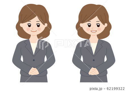 女性会社員 手を組む 挨拶のイラスト素材