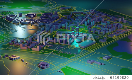 Techno mega city, urban and futuristic technology concepts, original 3d rendering 62199820
