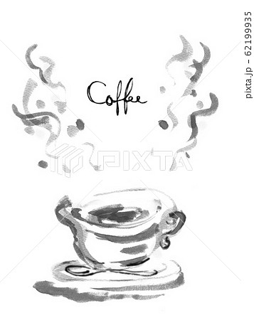 白黒 モノクロ 単色 コーヒー コーヒーイメージ 湯気 コピースペース 余白 Coffee のイラスト素材