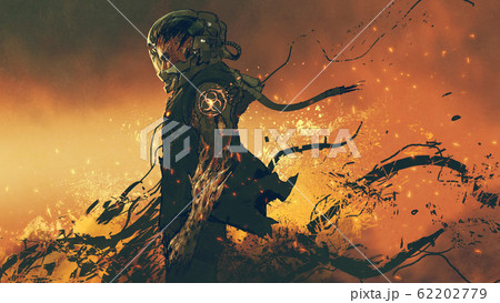 infected astronaut standing on fire 62202779