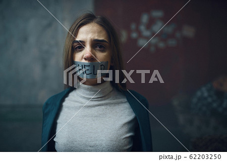 Victim with her mouth taped shut, kidnapping Victim with her mouth taped shut, kidnapping 62203250