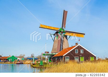 Windmills in Zaanse Schans, Netherlands 62203342
