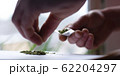 make a roll of cannabis herb. hemp roll closeup 62204297