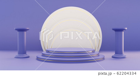 Minimalistic vintage violet and golden showcase with steps and empty space in art deco style on violet background 3d illustration render Minimalistic vintage violet and golden showcase with steps and empty space in art deco style on violet background 3d illustration render 62204334